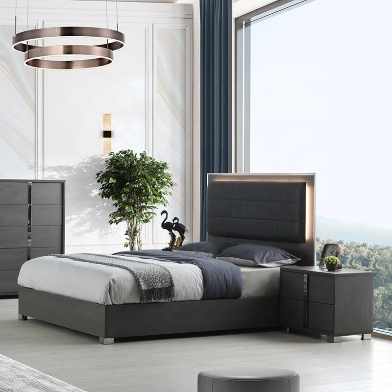 NOVA Modern Sleeping Room Furniture Bedroom Complete Collection Set With Stylish Led Light