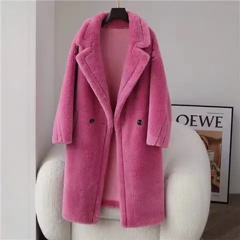 Custom OEM Pelzmantel Fleecejacke Casual Winter abrigo de peluche WOOL TEDDY COAT teddy long coat fleece jacket coat women