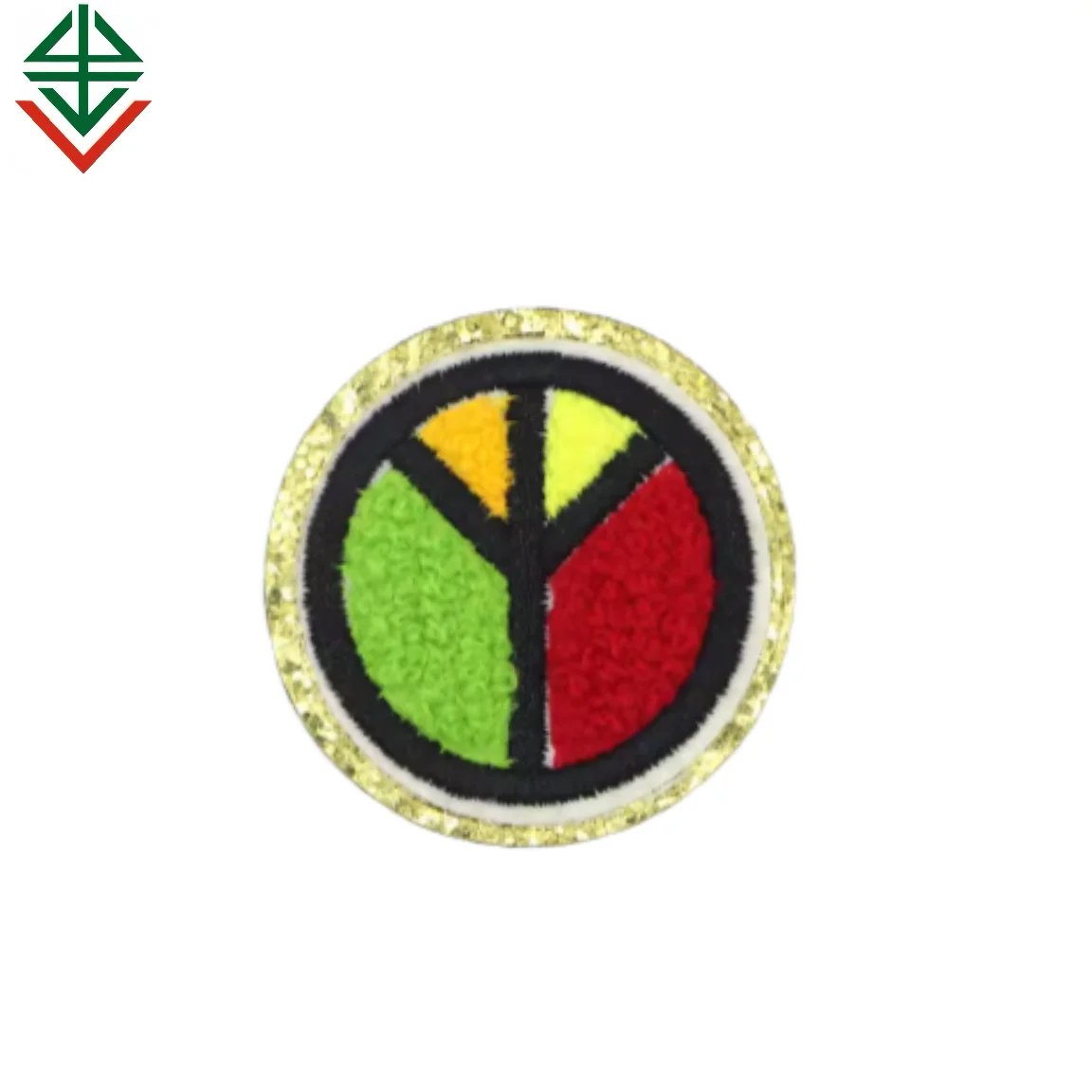 Golden Edge Round Cloth Decoration Cheer Chenille Patches Self Adhesive Cute Large Chenille Patches