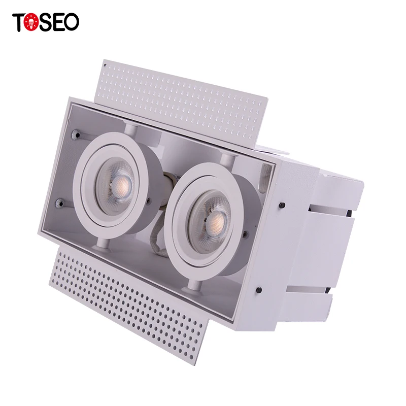 Square Cob Led  Spot Light  Double Headed Down Light White Trimless Anti Glare Downlight
