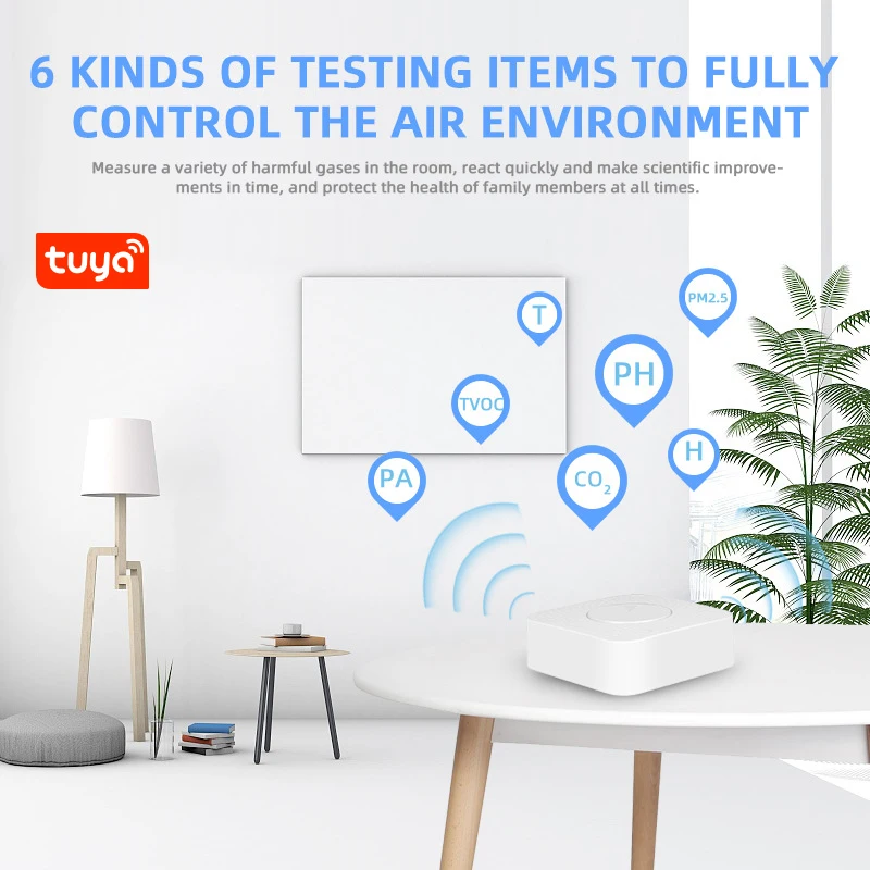 Смарт-детектор воздуха Tuya с Wi-Fi PM2.5 формальдегид CO2 датчик температуры и