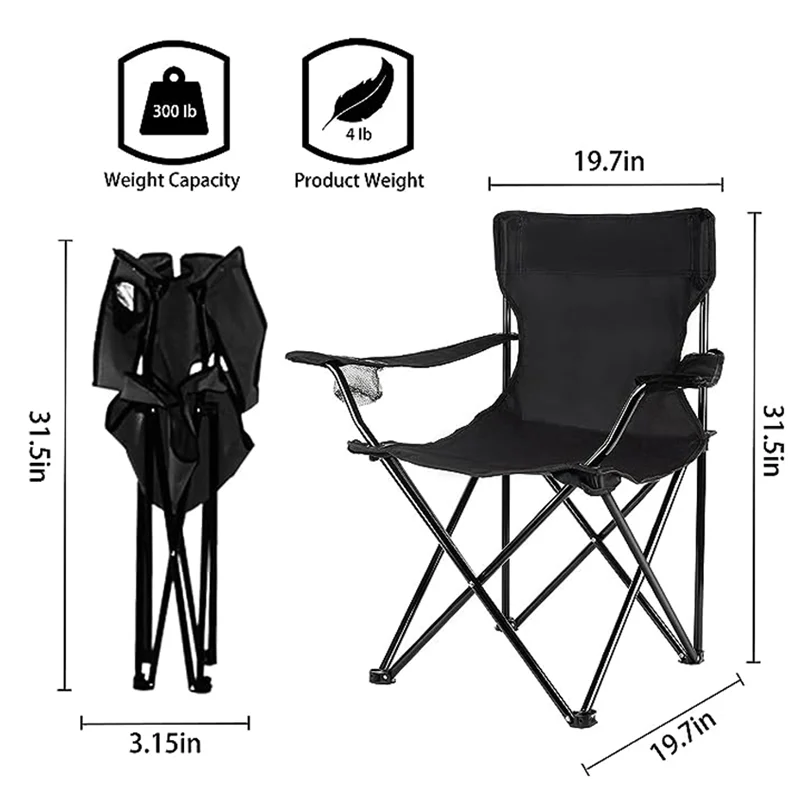 Compact Ultralight Camping Custom Logo Folding Chair with Armrests for Camping Leisure Fishing Beach
