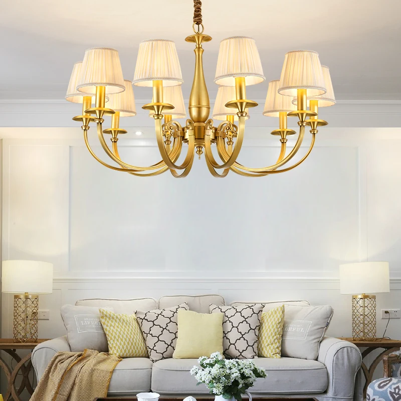 American brass chandelier atmospheric living room lamp dining room lamp simple study bedroom creative personality art chandelier