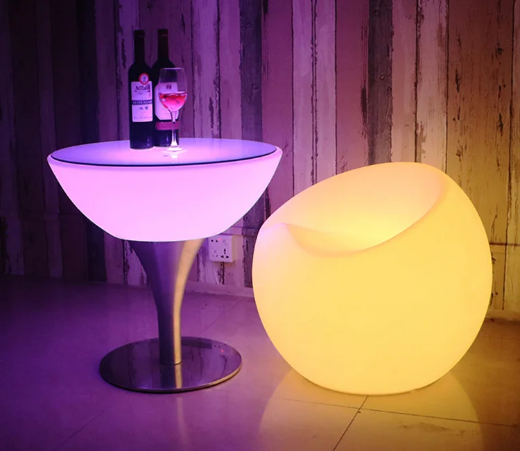 
wine glass shape Oval Pub portable led Tea table Round Dining plastic top stainless steel base for home 