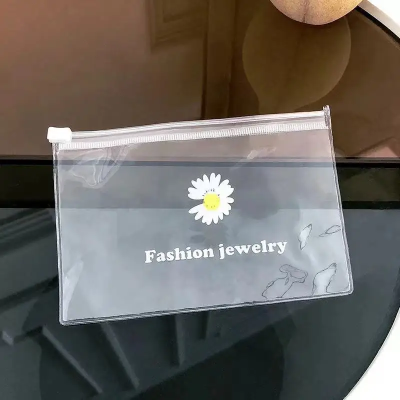 Маленькая сумка для хранения украшений с маргариткой, многофункциональные прозрачные удобные герметичные пластиковые пакеты