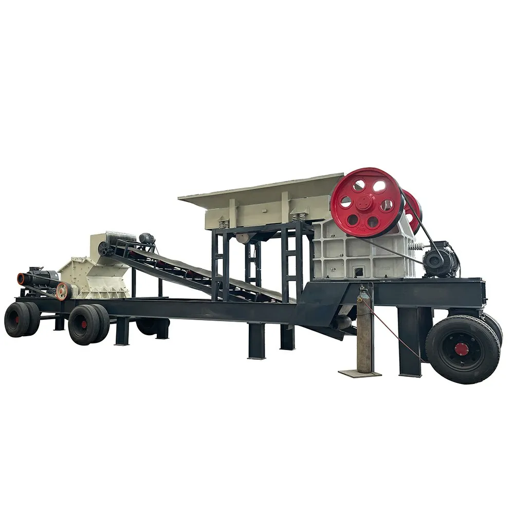 Factory price High output yield and High efficiency mobile rock jaw crusher with conveyor belt