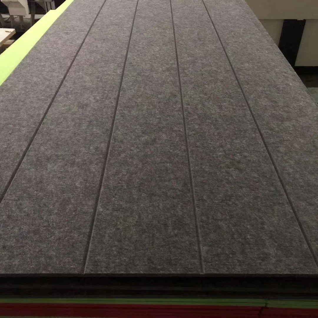recycled material grooved decorative polyester acoustic panel soundproof