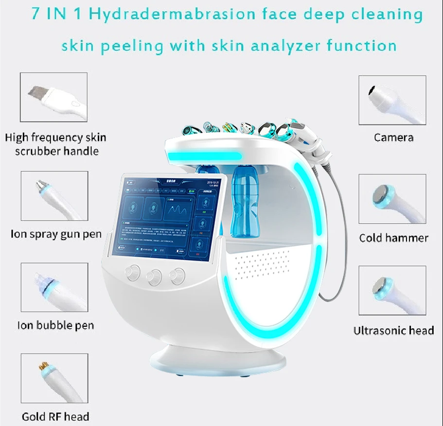 New Arrivals 7 In 1 Smart Ice Blue H2o2 Hydra Oxygen Aqua Peel Hydrodermabrasion Facial Machine