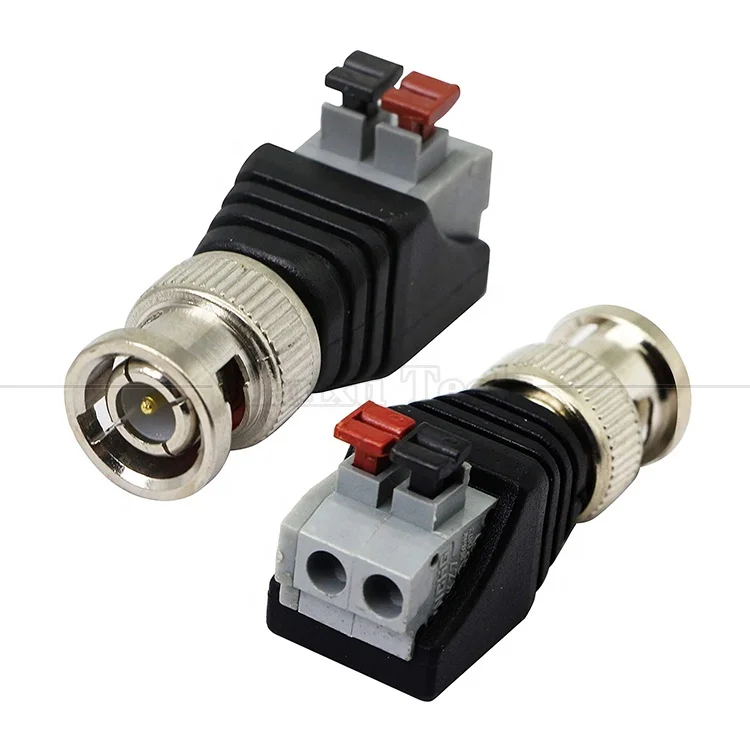 Solderless Screw Terminal 2 Pin Press Button BNC Male Female Connector Power Adapter  for CCTV Camera