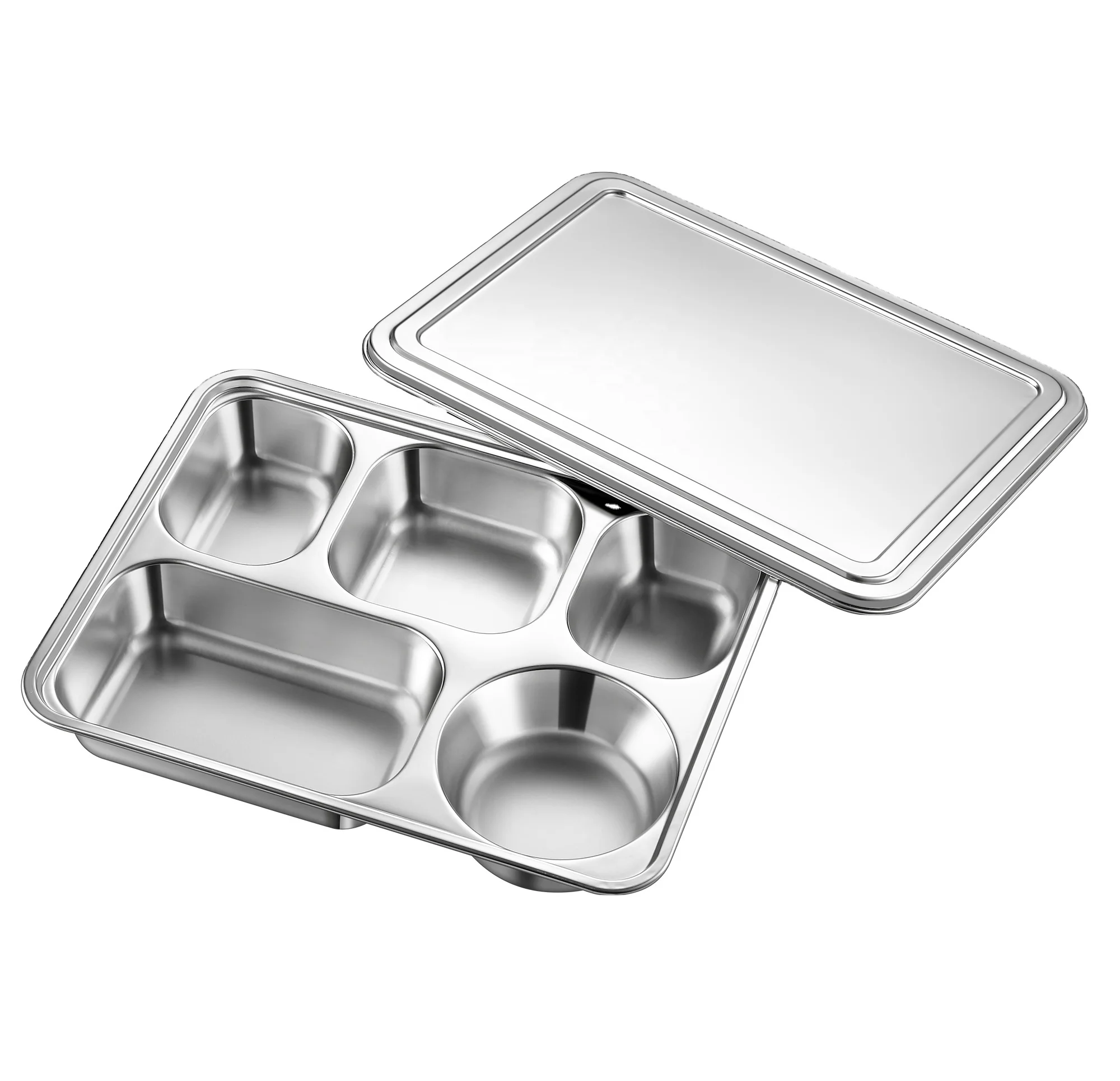 Stainless steel fast food tray plate school lunch tray container compartments