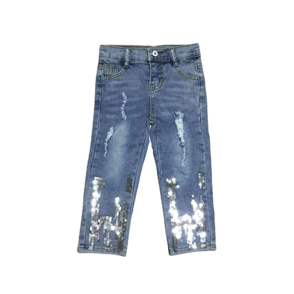 2021 Spring Online Shopping Fashion Style Kids Young Girls Leggings Jeans