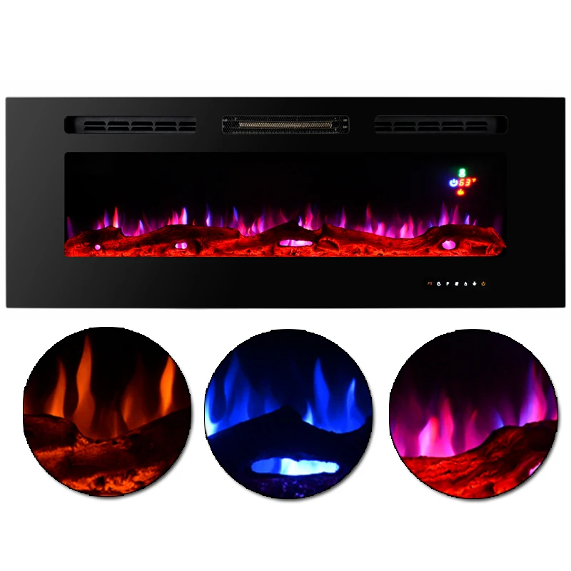 Встраиваемый настенный Электрический камин 40 дюймов, нагреватель с сенсорным экраном и дистанционным управлением