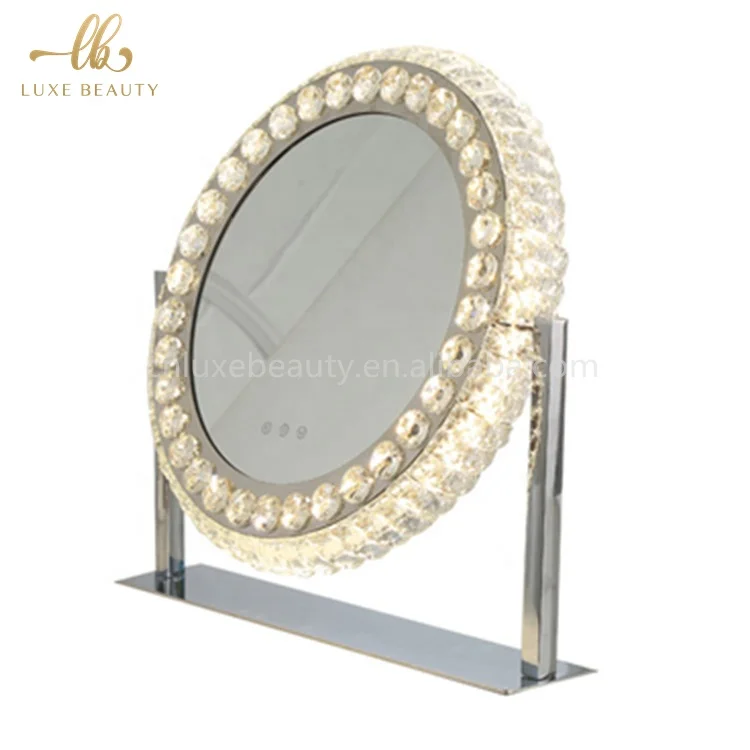 Floor Luxury Light LED Mirror Cabinet Hair Furniture Barber Station Hair Salon Furniture Set Double Sided Barber Mirror