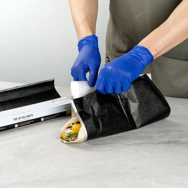 pop up food service precut aluminium foil sheet for kitchen food wrapping 200 sheets or 500 sheets