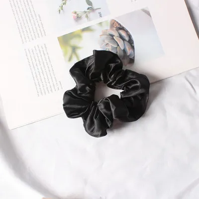 2021 fashion Hair accessories black solid color high quality elastic satin hair scrunchies elastic hair bands