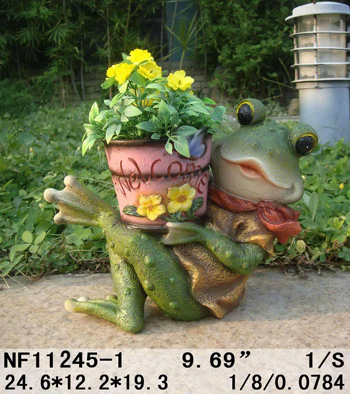 home garden decor animal frog shaped statue flower pot office desktop resin lovely frog figurine planter for succulents