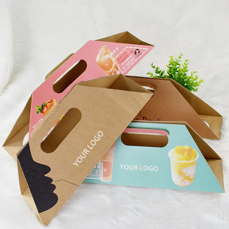 beer bottle carrier takeaway coffee custom paper holder 3/4 cups cardboard tray