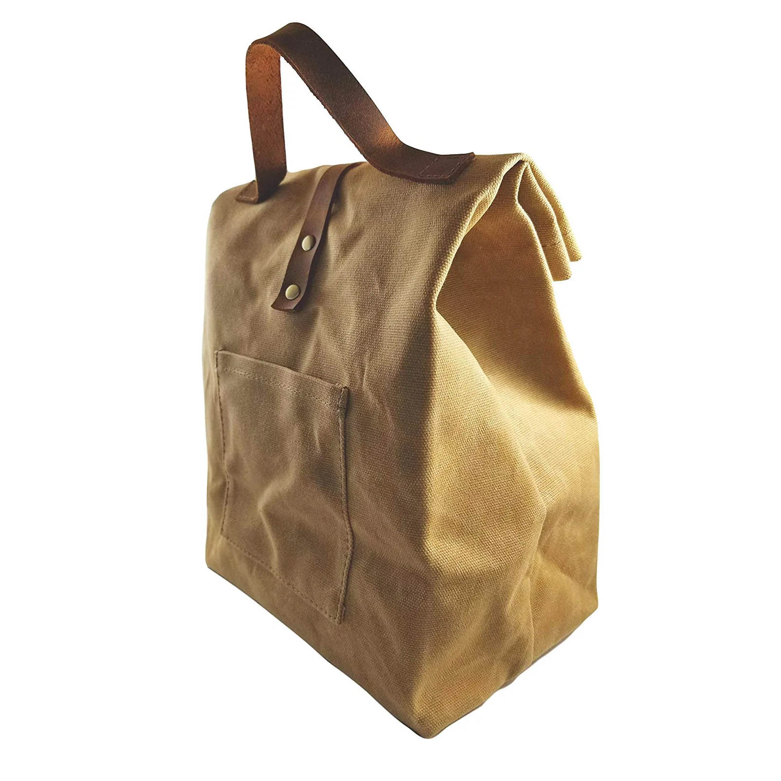 Waterproof Thermal Insulated Waxed Canvas Lunch Bags for Women Men and Kids Reusable Rolled-top