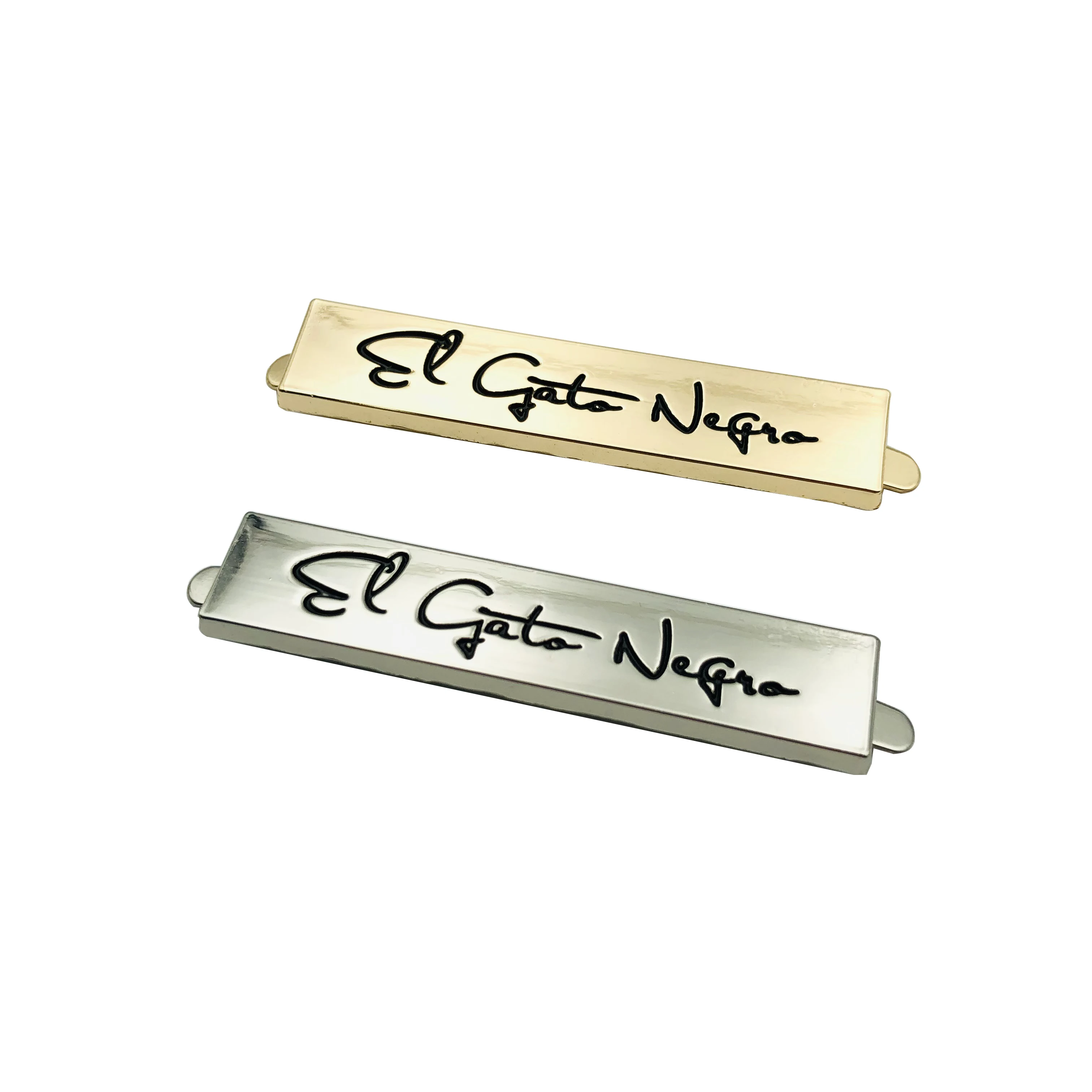 Custom Engraved Enamel Ink Black Metal Logo Plate Tags, High Quality Metal Logo Labels for handbags