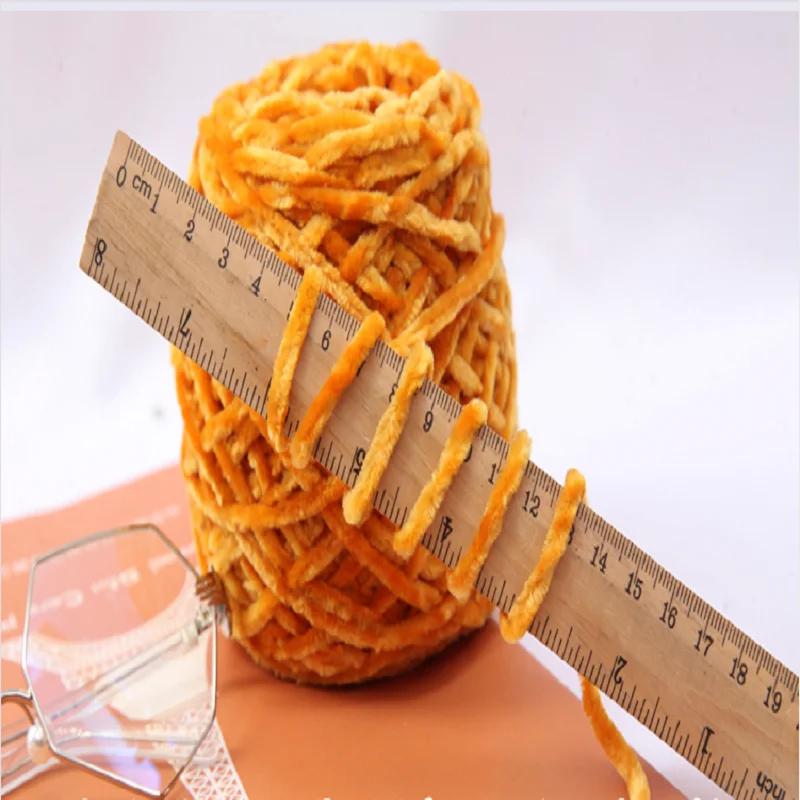 RongMeiXuan 100g Velvet Chenille Polyester Yarn Woven DIY Bright Line Knitting Crochet Chenille Yarn