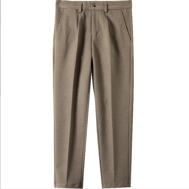 Custom OEM ODM brand casual classic wool soft light slim fit straight men dress chino khaki trousers pants
