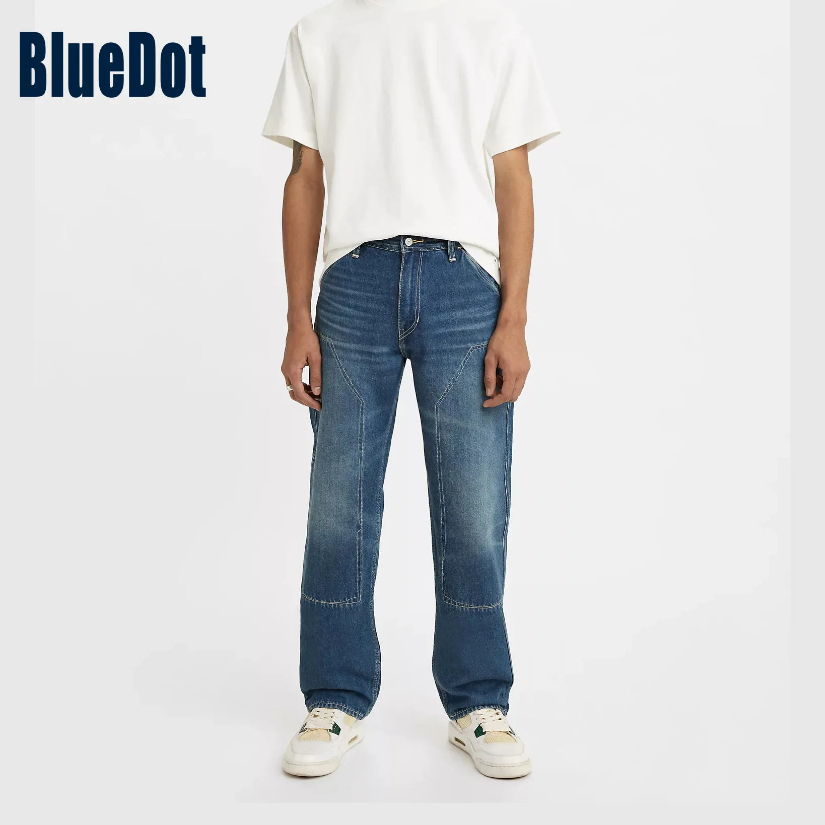 Лидер продаж, мужские мешковатые джинсы Bluedot с принтом, джинсы для улицы, популярные мужские джинсы окрашенные в пряжи