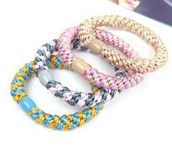Hot Popular Thick Hair Stretchy Elastic Hair Tie Holder With Bead for Women and Girls