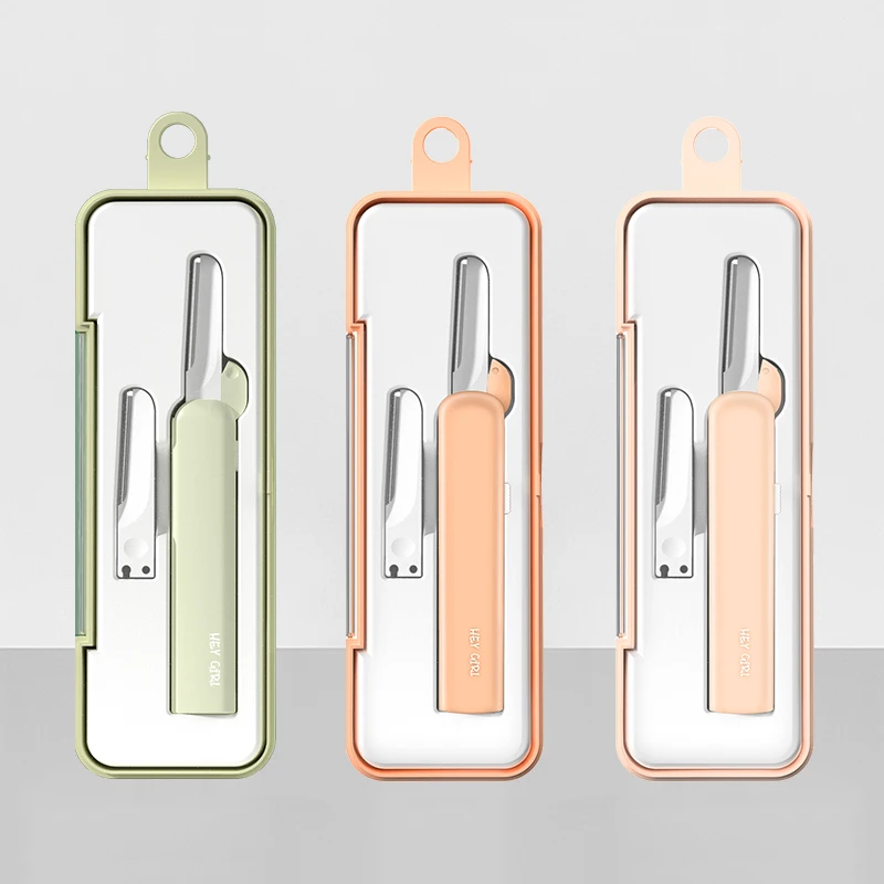 private label low MOQ Replaceable Japanese blade retractable eyebrow trimmer high quality eyebrow razor for ladies shaving