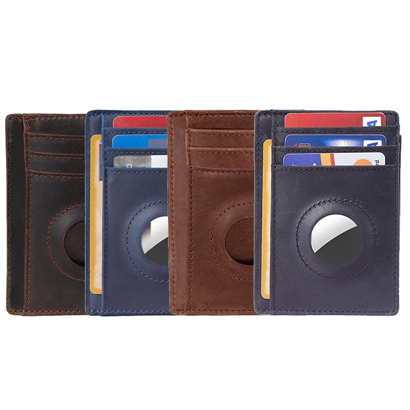 Wholesale Price Rfid Blocking Anti-theft Mens Wallet Genuine Leather Slim Find My Card