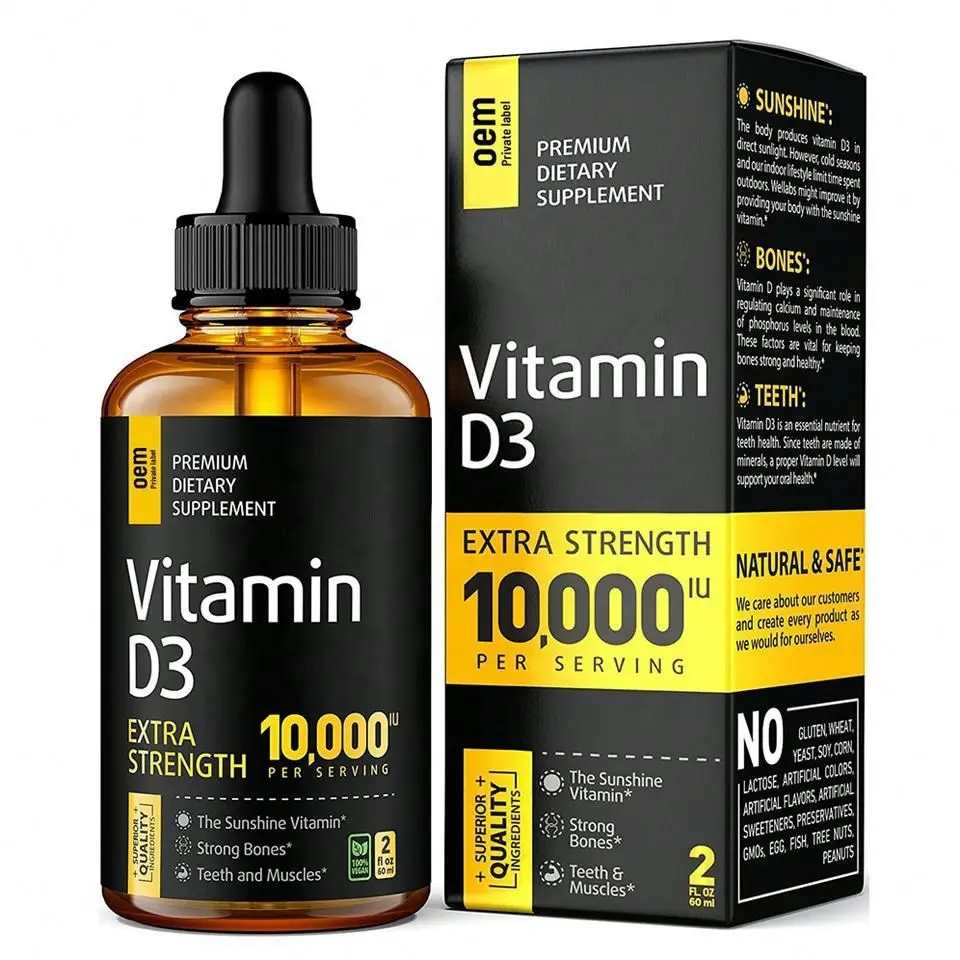 OEM Hot Sale /ODM Vitamin Drops K2 + D3 Customized Flavor D3 And K2 Dietary Supplement