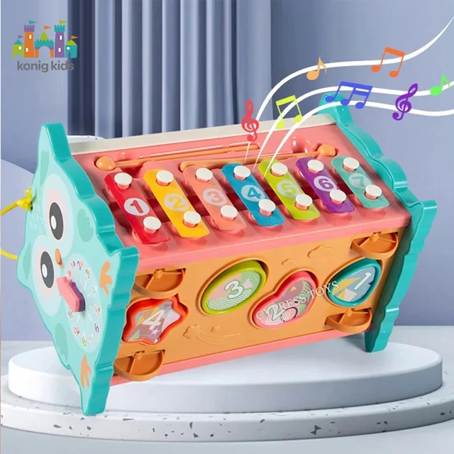 Konig Kids Whac Mole Fishing Toys Percussion Music Polyhedron Activity Cube Music Toys Hammers Kids Educational Toys