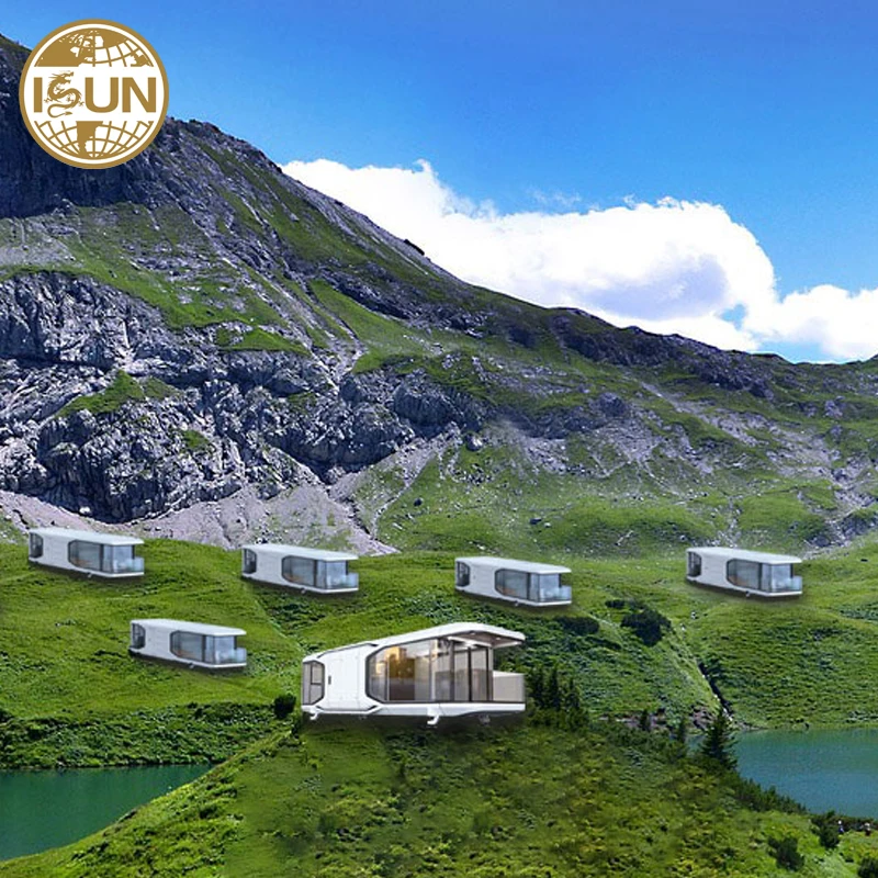 China Manufacturer Full steel structure house Easy install prefab house Luxury space capsule for hotel and homes