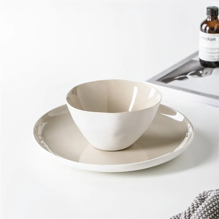 Modern minimalism style round home and hotel dish ceramic plate white plate ceramic