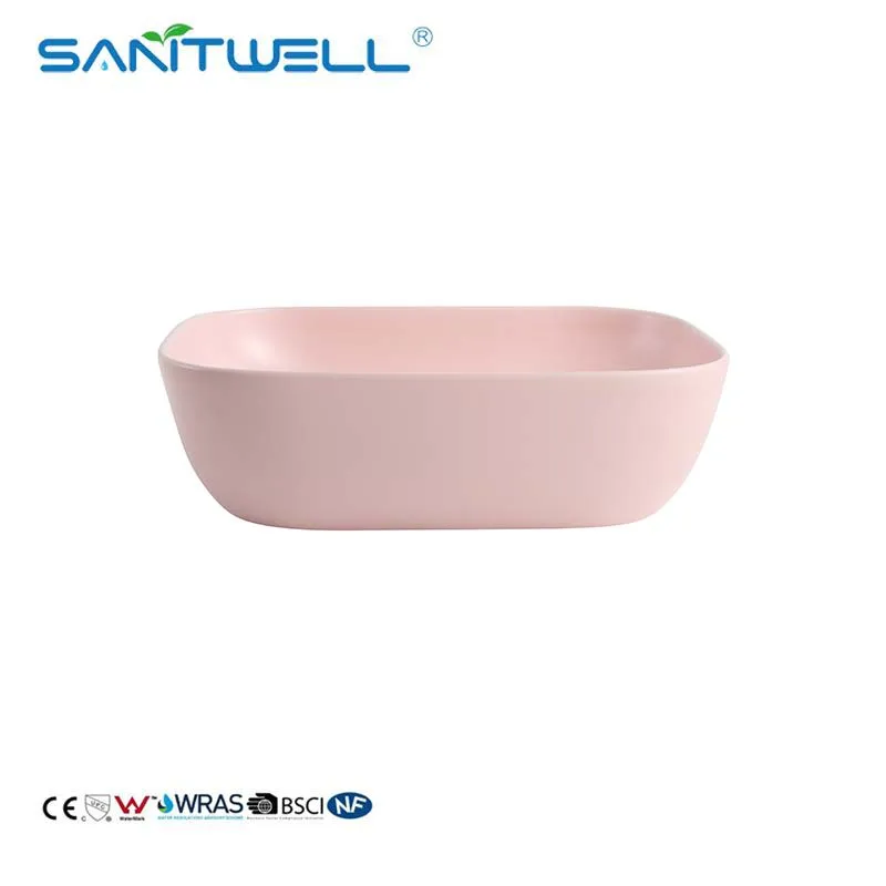 Matt Pink Porcelain Basin Counter Top Basin Bathroom Pink Washbasin