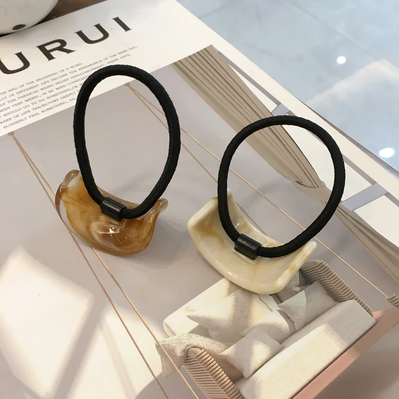 DOWELL wholesale American style simple matte ponytail shiny geometric plastic elastic hair bands