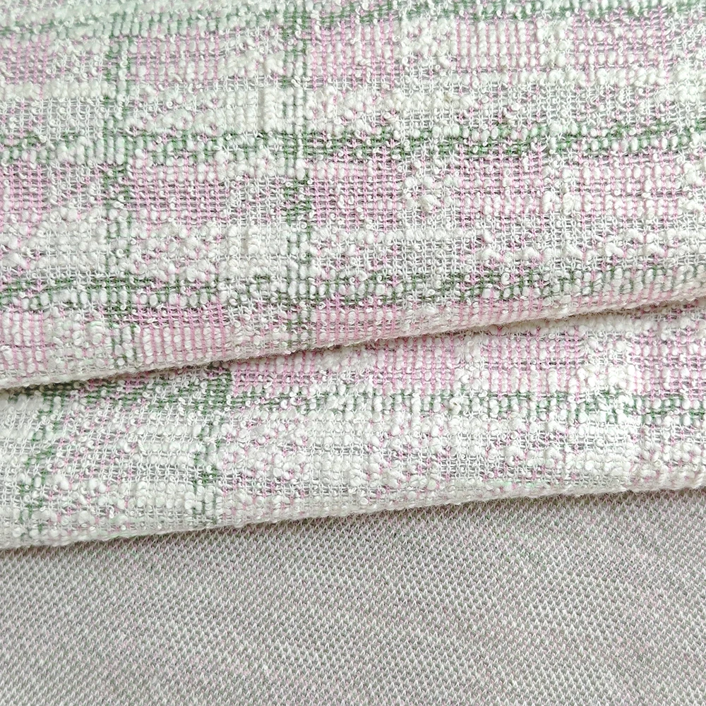 Factory Custom Wholesale Channel-style 250gsm 64% Cotton 36% Polyester Knitted Plaid Tweed Jacquard Fabric For Jackets