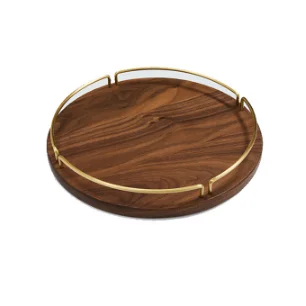 Wooden round tray North American black walnut disc Wooden tray tea tray fruit plate snack snack plate dinner plate