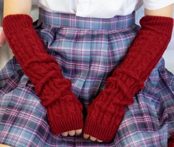 Winter Gloves Warm Knit Wool Fingerless Gloves Half Finger Cuff Gloves Long Mittens