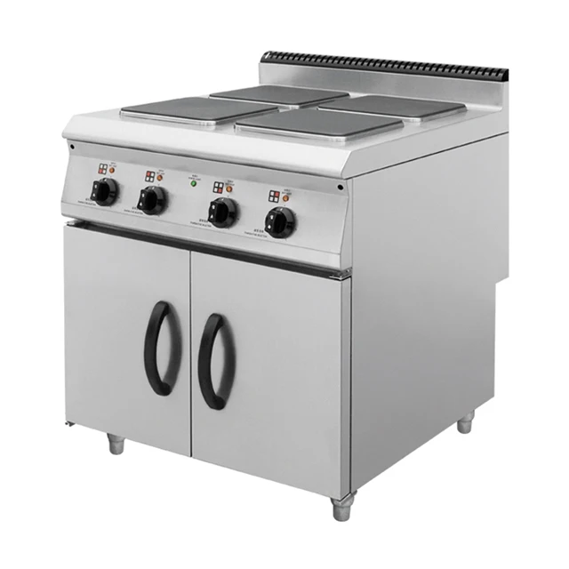 New Design Free Standing Stainless Steel 4 Electric Hot Plate Cooker With Cabinet (Square EGO plate) BN900-E803B