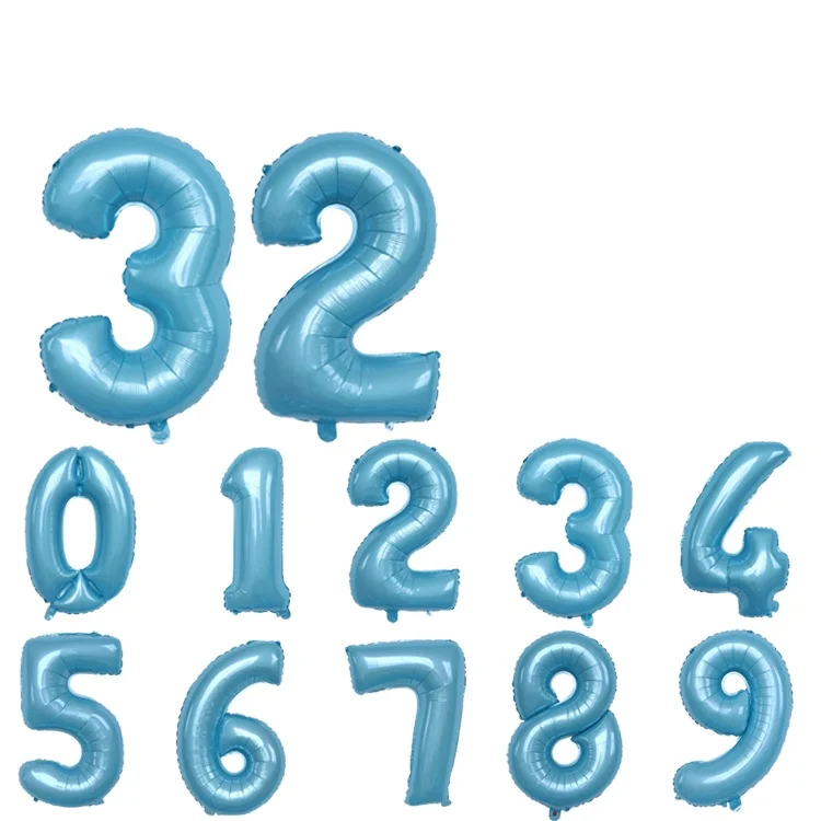 Wholesale Birthday Party Decoration Supplies Mylar Balloon 32inch Blue Number Foil Balloons with Individually Packaged