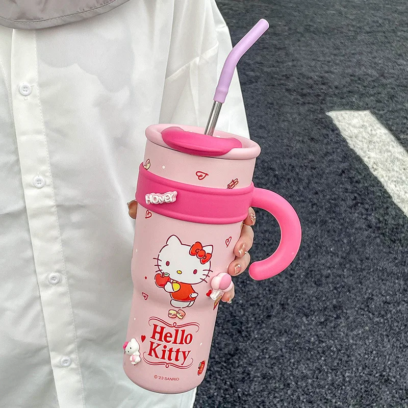 Children Kawaii Cartoon Insulated Thermos Gourde Leak Proof 500ml Vacuum 304 Stainless Steel Pink Blank Hot Water Bottle