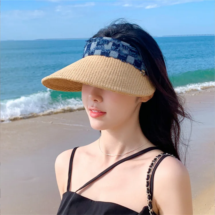 Female empty top big eaves hat travel sun protection hair hoop cap