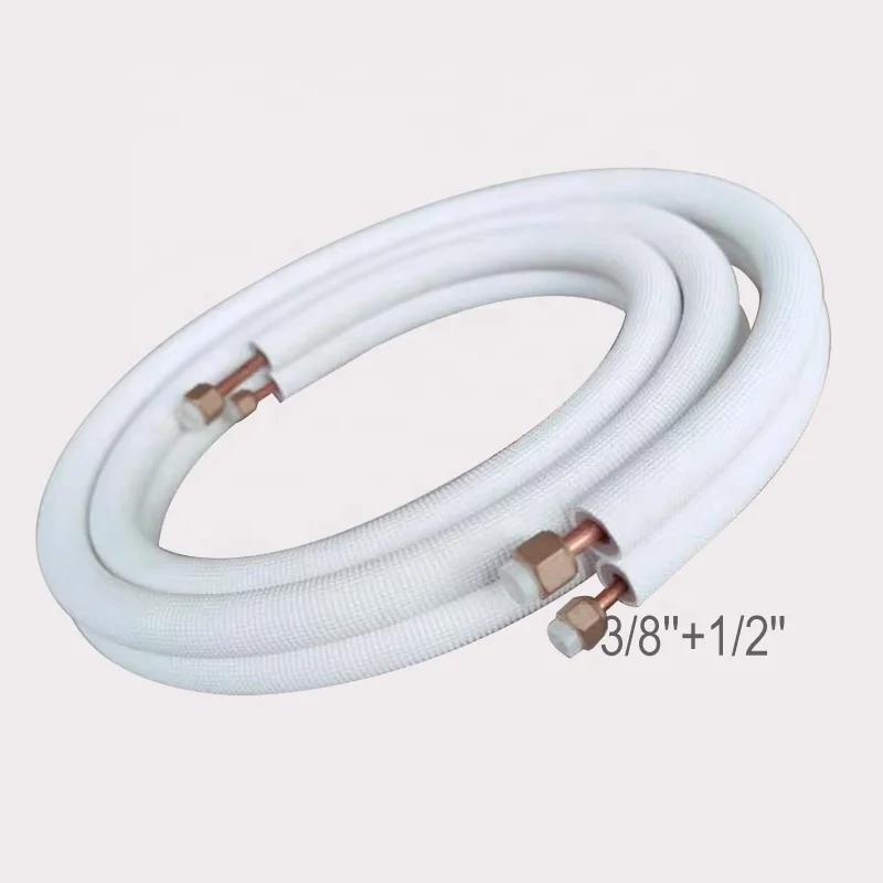 Mini split spare parts 3/8 1/2 double flared China refrigeration copper tube for air conditioner with nuts