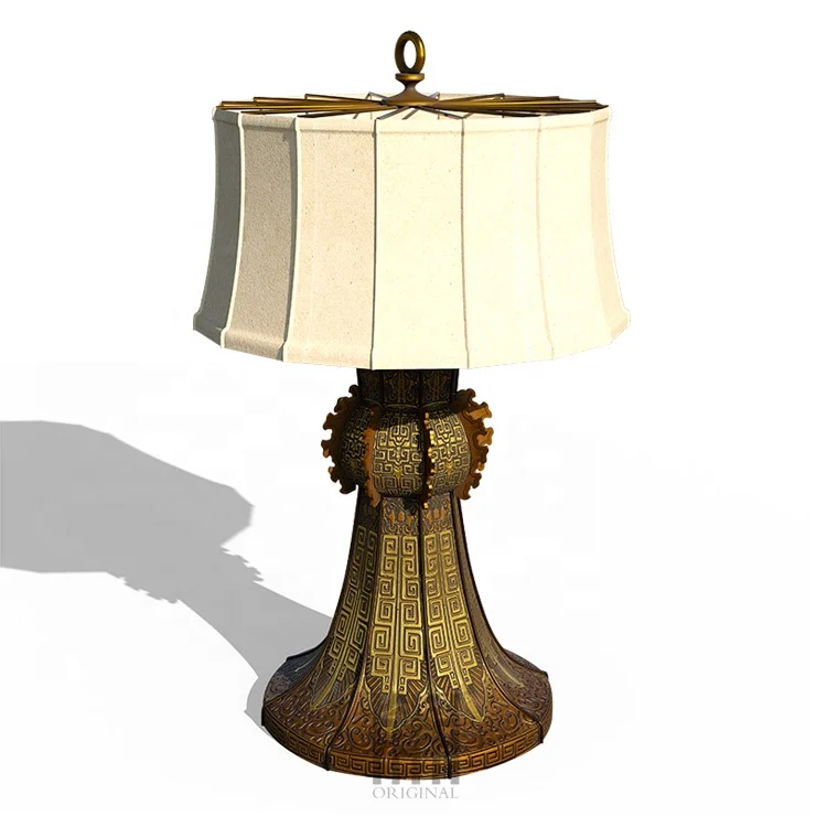 
Porcelain Decorative Lighted Table Lamp Bedside Brass Chinese Customized Energy Saving BRONZE Residential Project Installation 