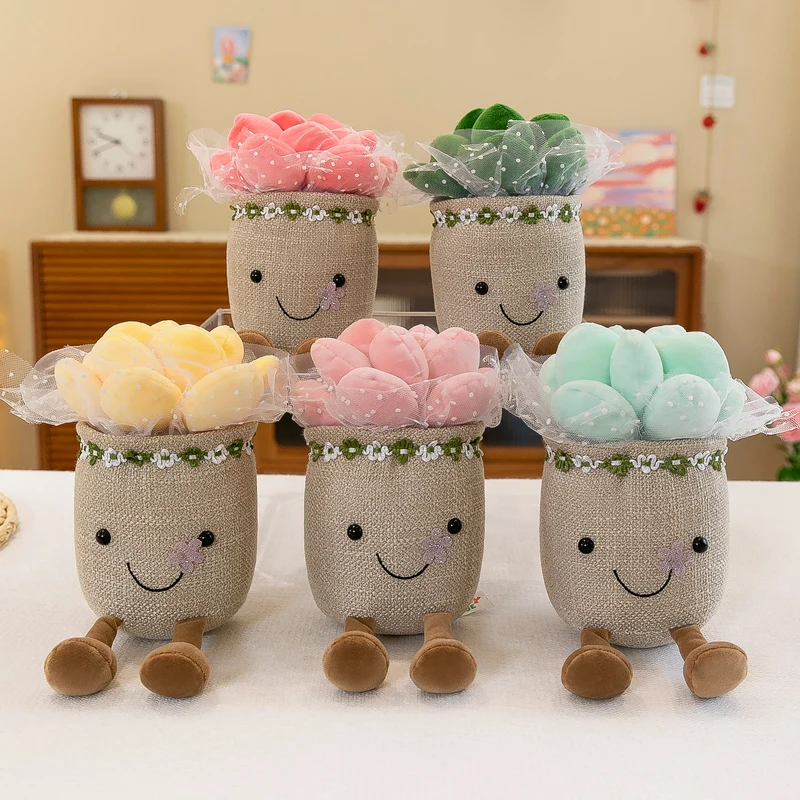 Wholesale Cute Plush Flower Pots and Mushroom Indoor Decoration Figures Pine Plant Pillows and Toys for Home Decor