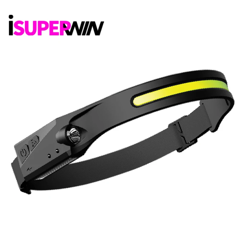 Customized 350 lumen Type-c USB rechargeable adjustable headband waterproof sensor wave induction outdoor COB&XPE LED headlamp