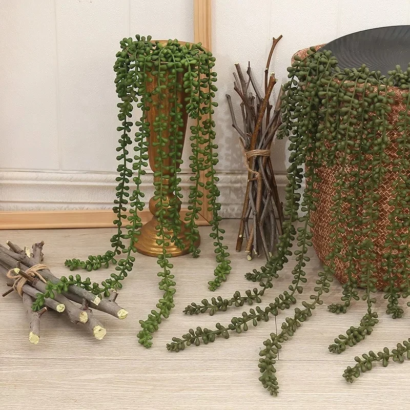 New arrival trendy style plastic indoor decoration succulents wth red painting Succulents Hanging Plants String of Pearls Lovers