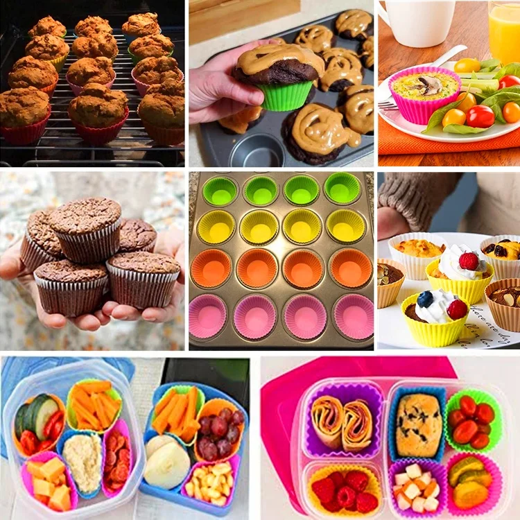 Silicone Molds-Cupcake Pan-Reusable Baking Supplies Nonstick Pastry Muffin Molds