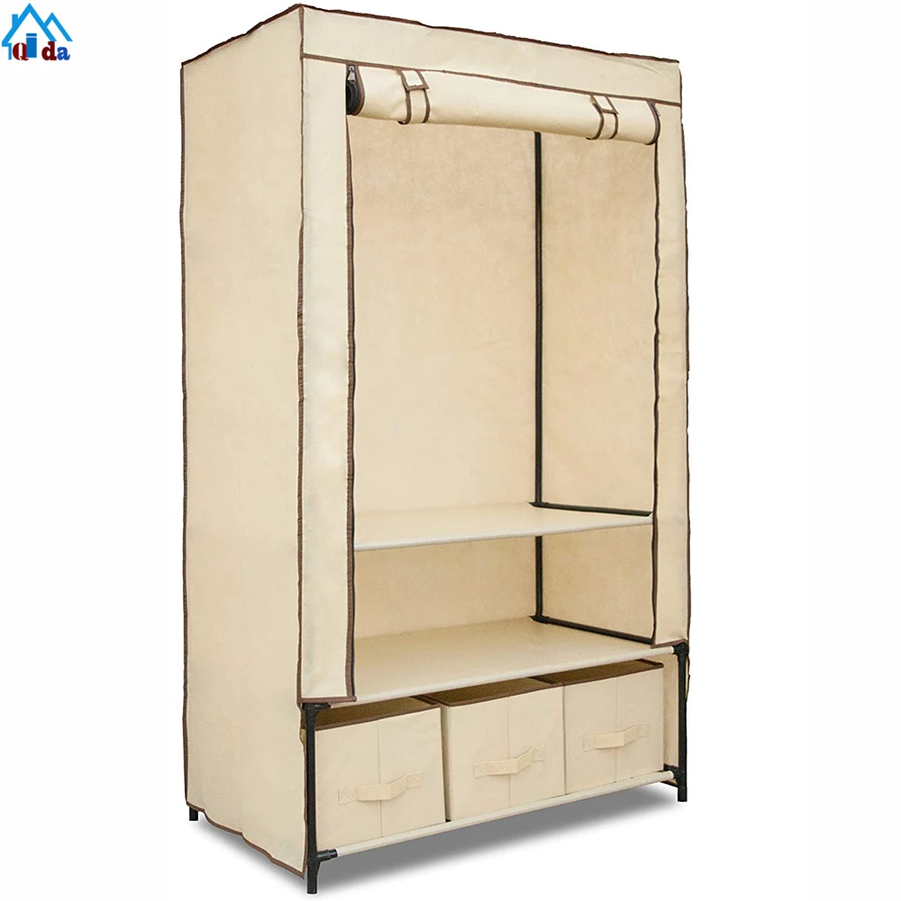 Mobile Home Furniture FACTORY SELL Low Price Fabric Combined Portable Wardrobe Stainless Steel