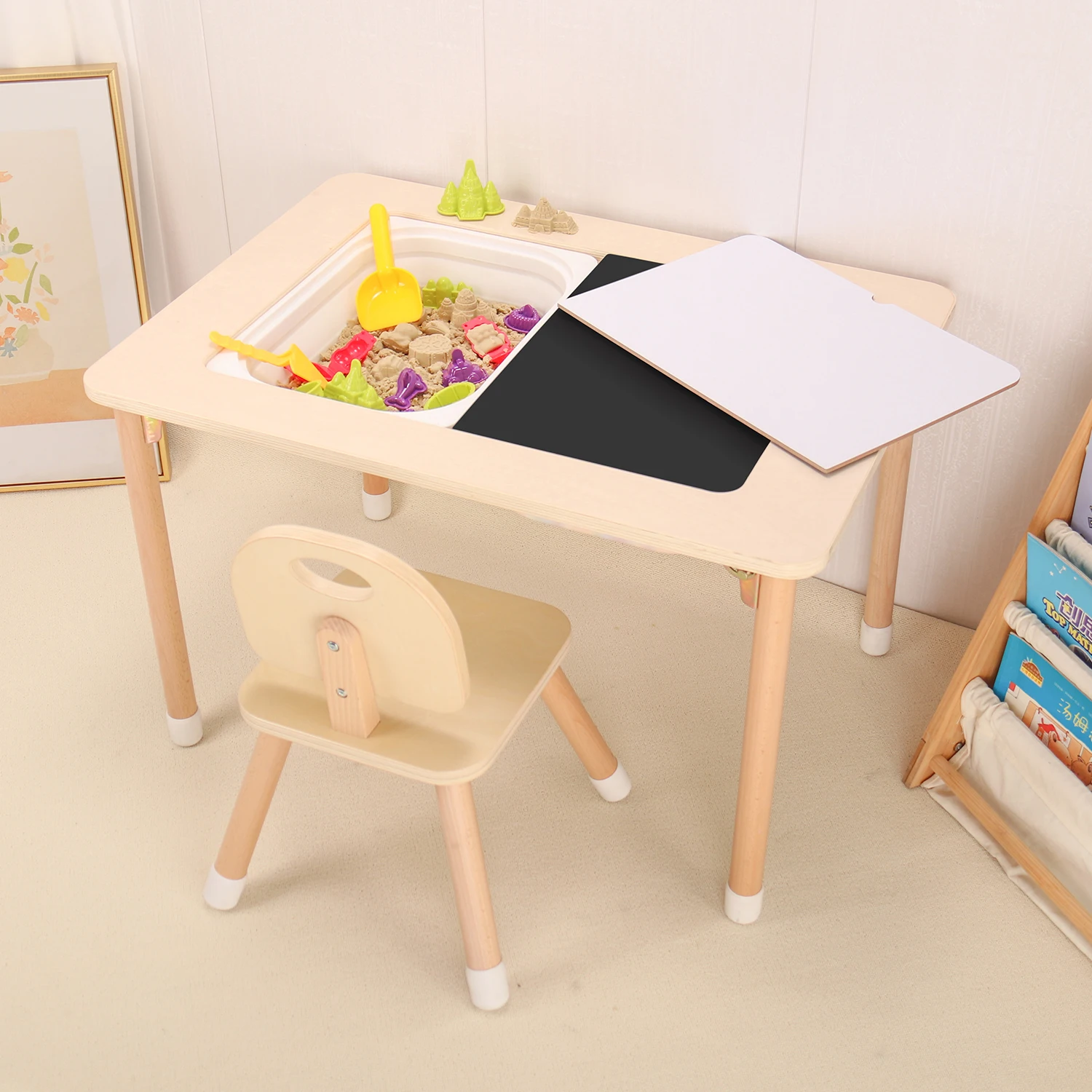 Montessori Furniture Kids Drawing Table Toddler Activity Tables Multifunction Wood Sensory Sand And Water Table For Kids